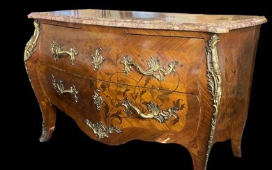 A Louis XV style kingwood, rosewood and sycamore marquetry s...