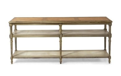 A Louis XVI Style Caned and Painted Console Table