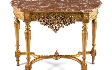 A Louis XVI Style Giltwood Marble-Top Pier Table