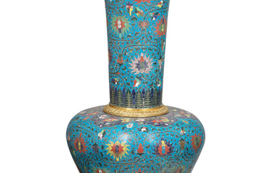 A MASSIVE AND EXCEPTIONALLY RARE CLOISONNE ENAMEL AND GILT-BRONZE YENYEN...