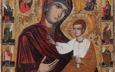 A MONUMENTAL ICON SHOWING THE HODIGITRIA MOTHER OF GOD...