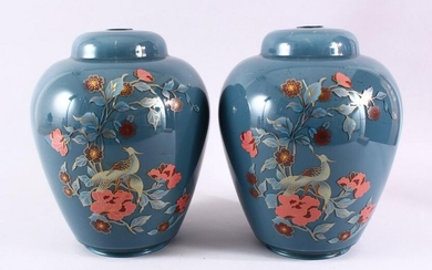 A PAIR OF CHINESE GLASS DECORATIVE REVERSE & OVER
