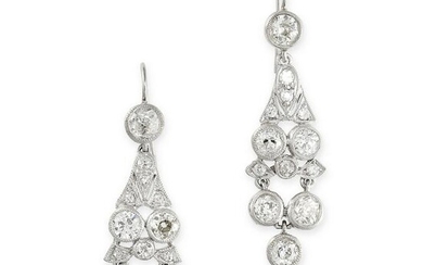 A PAIR OF DIAMOND DROP EARRINGS the articulated bodies