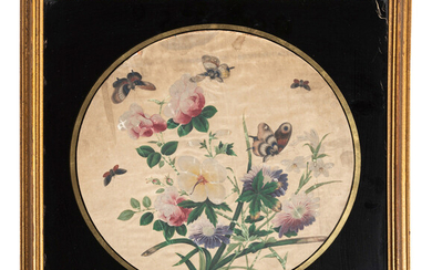 A Pair of Floral Paintings on Silk