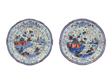 A Pair of Large Chinese Export Amsterdams Bont Porcelain Chargers