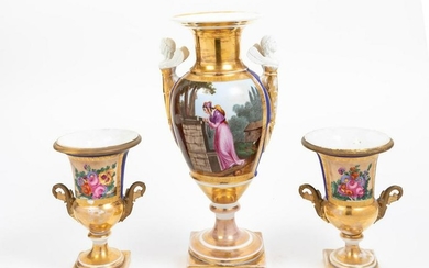 A Paris Porcelain Three-Piece Garniture