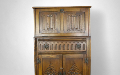 A Renaissance style bar cabinet, oak, lighting, 20th century.