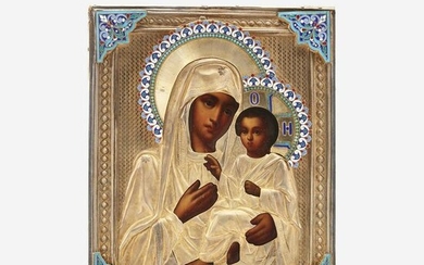A Russian icon of the Tikhvinskaya Mother of God with
