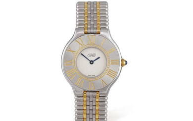 A STAINLESS STEEL AND GOLD 'MUST DE CARTIER'...