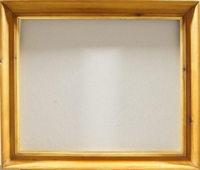 A Stripped Pine Moulding Frame, mid-late 20th century, with stepped sight, plain hollow and top knull, added gilded slip, 30.5 x 40.5 cm (sight): together with six further similar stripped pine moulding frames all of differing dimensions, (7)
