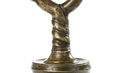 A TIMURID DRAGON-HEADED CANDLESTICK BRASS, POSSIBLY