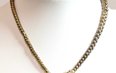 A Victorian rhodolite garnet set snake or serpent necklace, c.1850