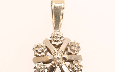 A WHITE GOLD PENDANT with small diamonds.