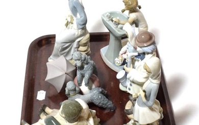 A collection of seven Lladro figures