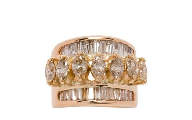 A diamond and 14k gold ring