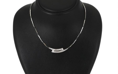 A diamond necklace set with numerous brilliant-cut diamonds, mounted in 14k white...
