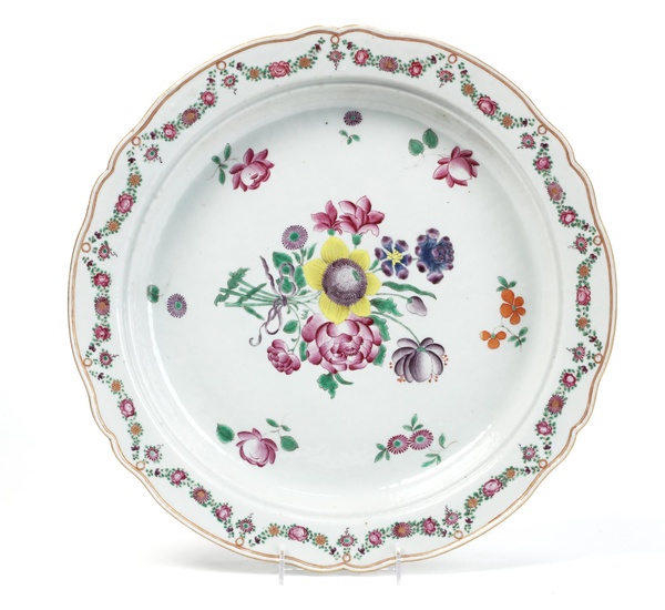 A large Chinese Export Famille Rose porcelain circular platter