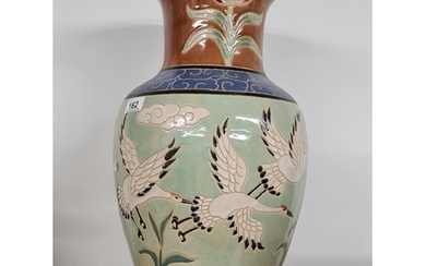 A large lovely wonderful hand painted glazed ceramic urn vas...
