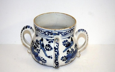 A late 17th century London delft posset pot decorated