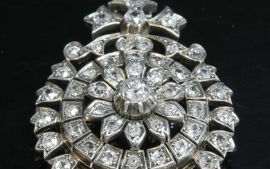 A late Victorian diamond set target-style brooch/pendant, c.1880