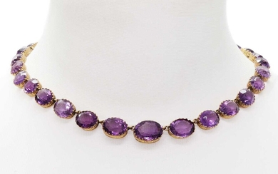 A late Victorian graduated amethyst rivière necklace