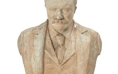 A life-size plaster bust of Theodore Roosevelt