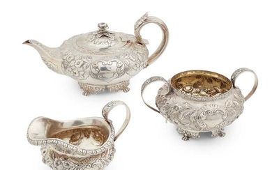 A matched George IV three piece tea service