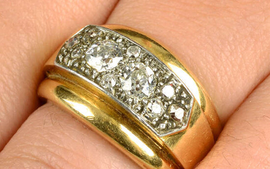 A mid 20th century 18ct gold and platinum old-cut diamond dress ring.