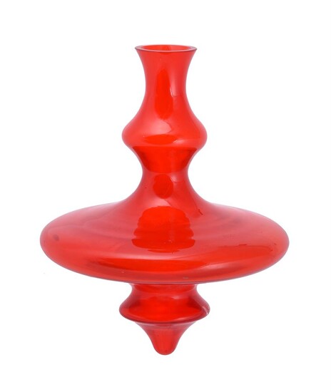 A modern red glass 'Spinning Top' vase for Christian Tortu