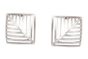 A pair of silver ‘Grate’ earclips, by Nana...