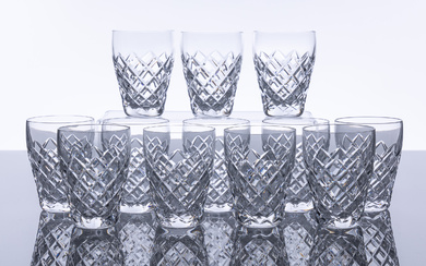 A quality set of 12 hand cut lead crystal whiskey...