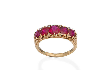 A ruby five-stone ring