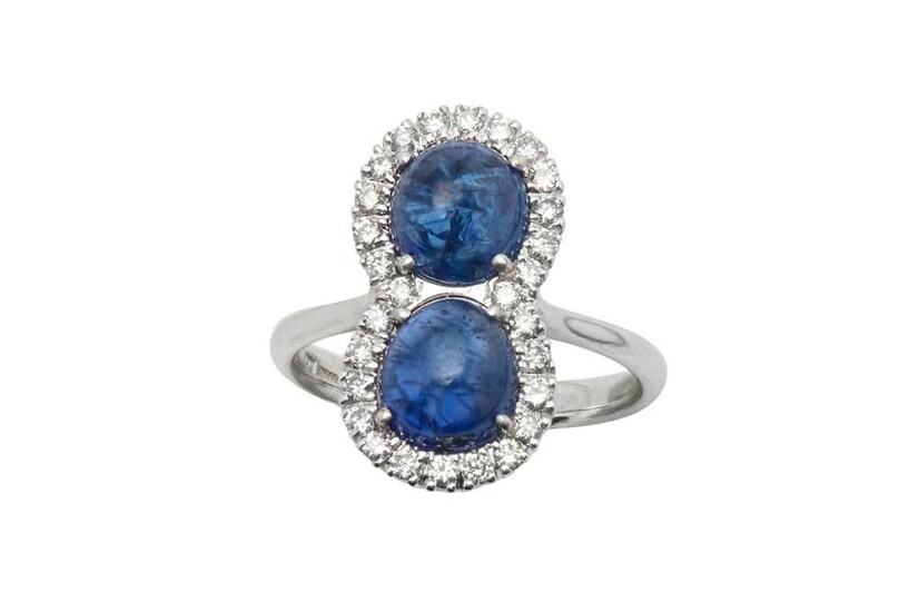 A sapphire and diamond double cluster ring