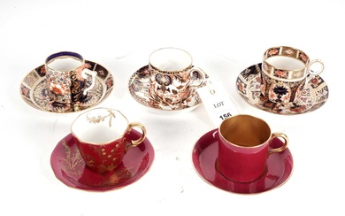 A selection of Royal Crown Derby 'Imari' and other coffee cups