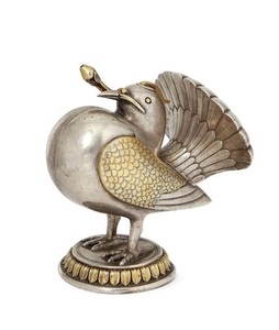 A silver gilt bird, India, 19th century,...