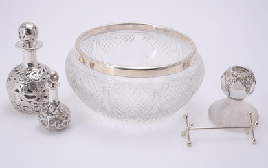 A silver mounted cut glass circular bowl by Goldsmiths & Silversmiths Co. Ltd.