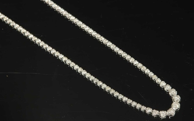 A white gold diamond set graduated rivière necklace