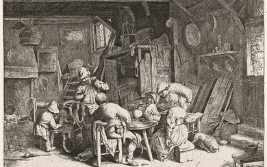 ADRIAEN VAN OSTADE Three etchings. The Cobbler,1671. 177x149 mm; 7x5⅞ inches. Eighth stat...