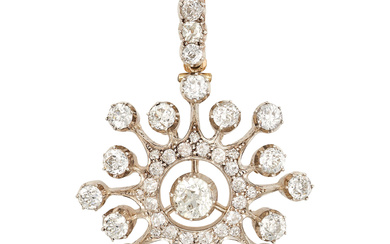 AN ANTIQUE DIAMOND STAR PENDANT in yellow gold and ...