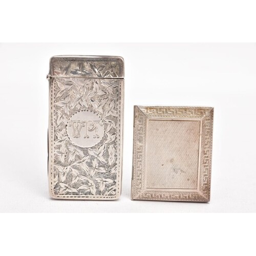 AN EARLY 20TH CENTURY SILVER CARD CASE AND VESTA, the card c...