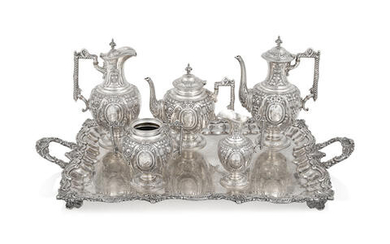 AN ENGLISH SILVER FIVE-PIECE TEA AND COFFEE SERVICE