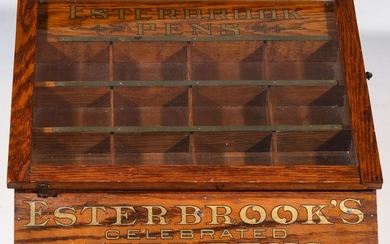 AN ESTERBROOK'S CELEBRATED STEEL PENS OAK SHOWCASE