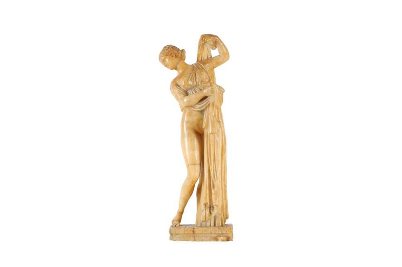 AN ITALIAN CARVED ALABASTER FIGURE OF THE CALLIPYGIAN VENUS, LATE 19TH CENTURY