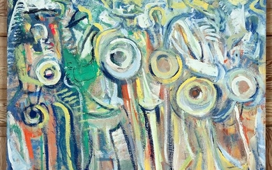 ANDREW TURNER "HORN PLAYERS" OIL ON CANVAS SIGNED