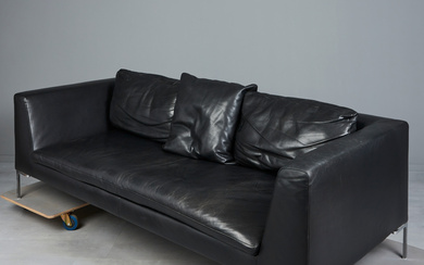 ANTONIO CITTERIO. B&B Italia, sofa, 'Charles' model, leather, steel, chrome-plated, design 1997, Italy.