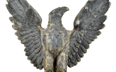 American Painted, Parcel Gilt, and Patinated Metal Eagle
