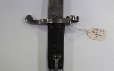 An 1887 pattern Martini-Henry MkI sword bayonet, blade length 46.5cm, with chequered leather grip an