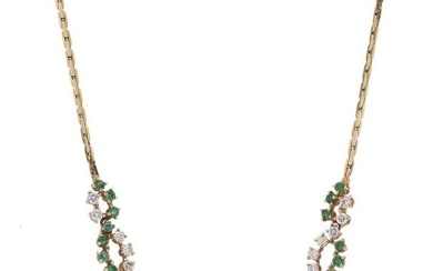 An 18ct gold emerald and diamond necklace