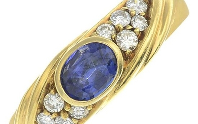 An 18ct gold sapphire and brilliant-cut diamond