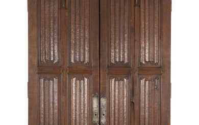 An English Oak Linenfold-Carved Paneled Room